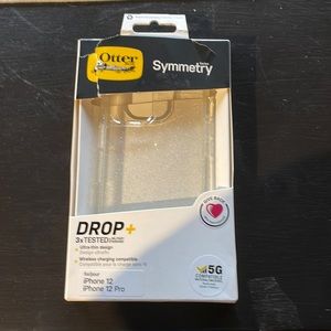 NWOT Otter Box iPhone 12 or iPhone 12 Pro. Clear with silver glitter.